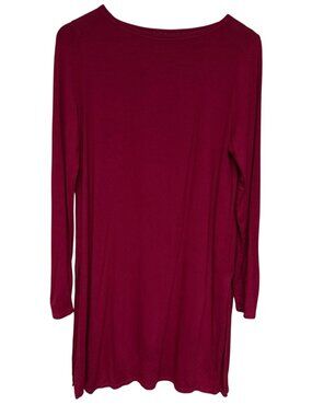 Eileen Fisher Women's Dress Viscose Jersey Boat Neck Long Sleeve Small Burgundy